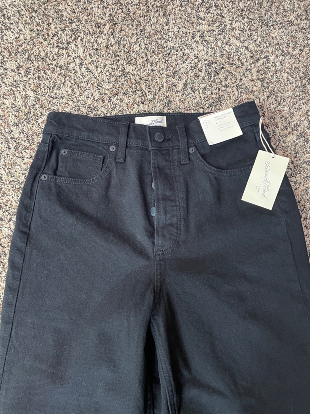 Universal Thread Highest Rise Straight Straight Leg Black Denim Jeans Sz 4 NWT - Picture 6 of 8